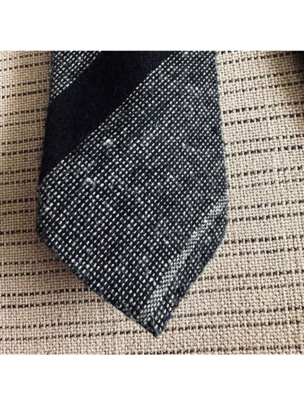 John Henry Vintage Wool Blend Tie Black & Red Plaid Imported From Italy